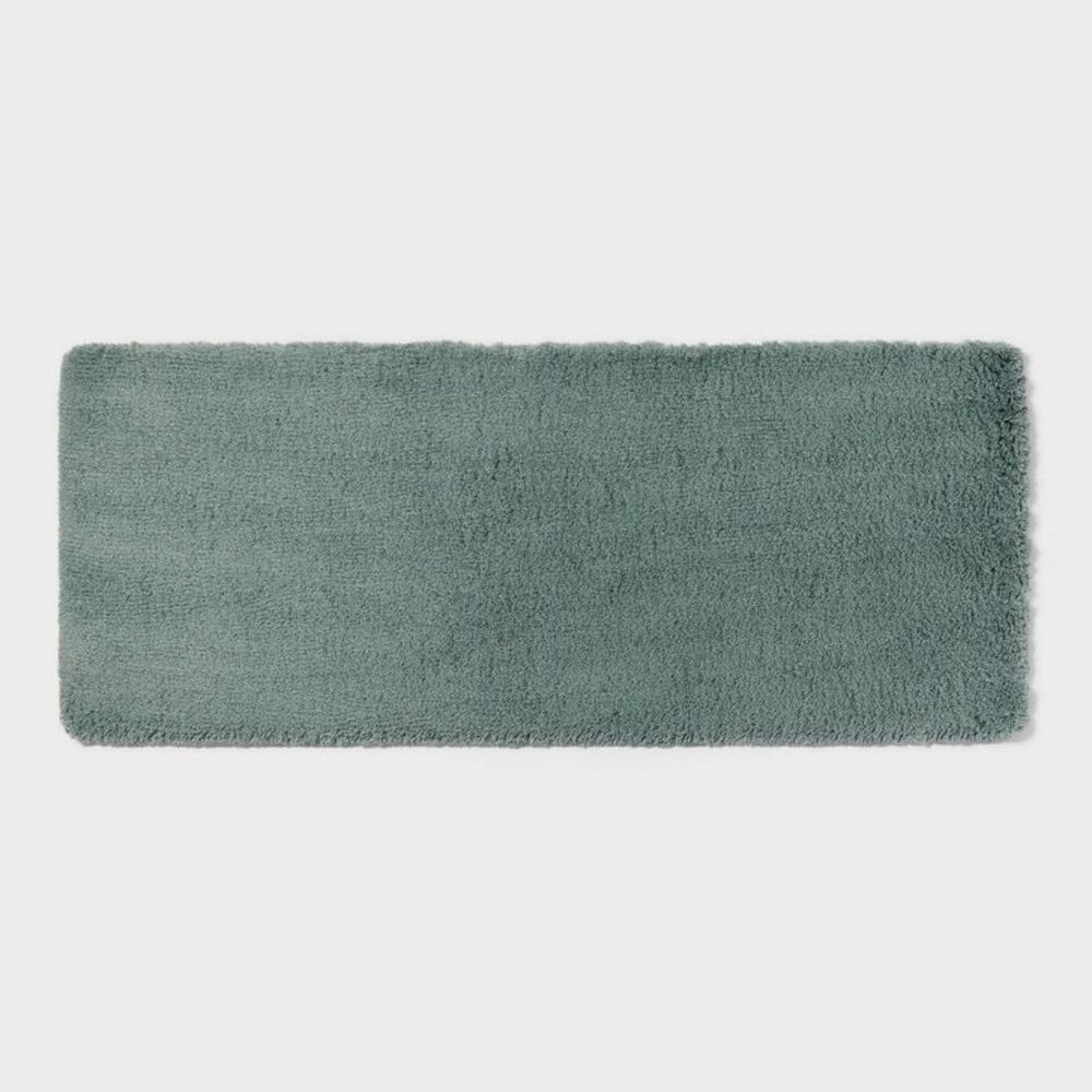 Threshold - 24"x60" Spa Plush Bath Rug Sage Green - Threshold Gray